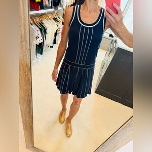Banana Republic Navy Sleeveless Sweater Dress with White Stripes Small